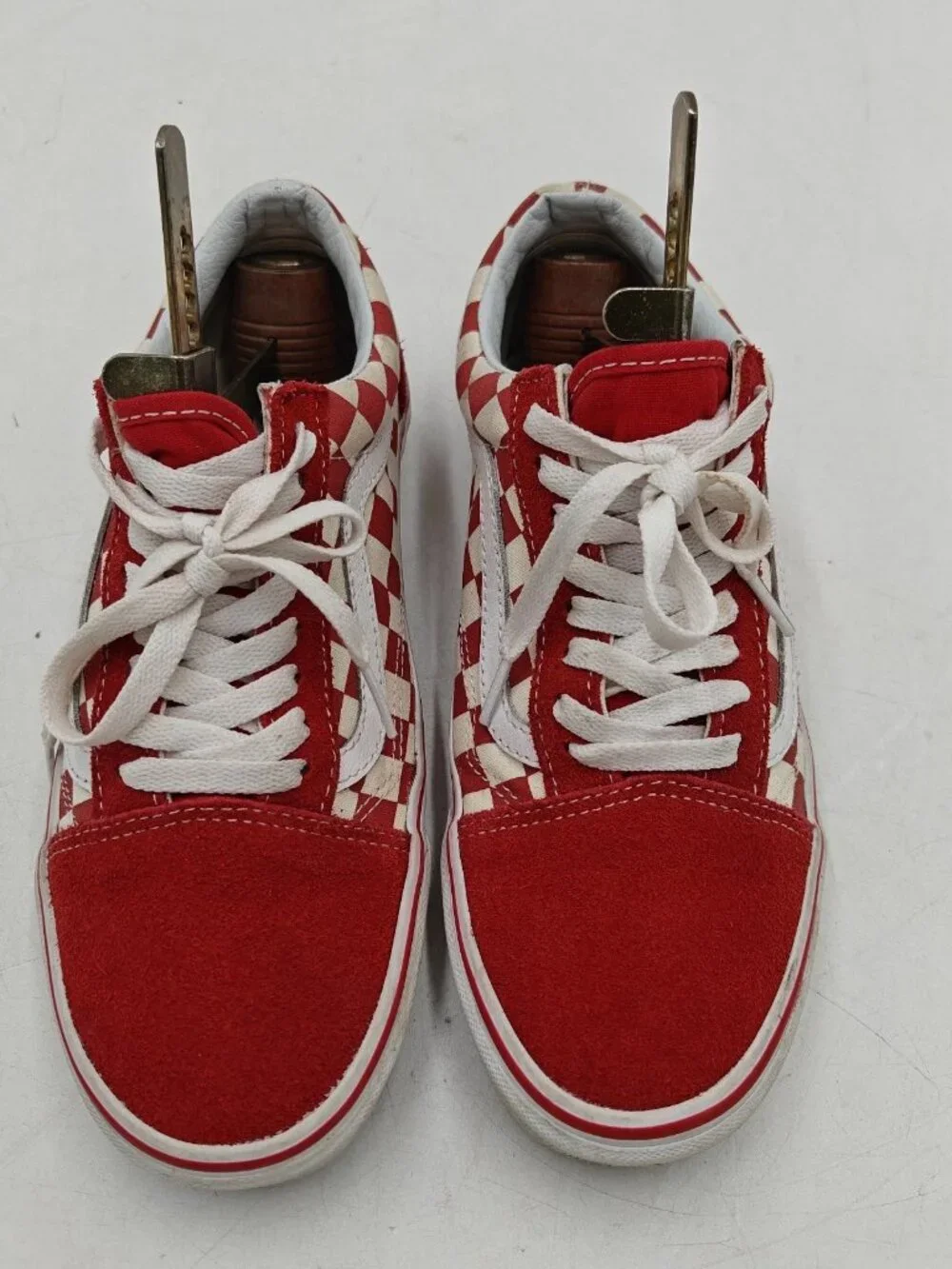 Vans Old Skool Red White Checkerboard Mens 6.5 Womens 8 500714 EUC Box